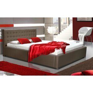Čalouněná postel s úložným prostorem CS35011, hnědá ekokůže, 180x200 cm