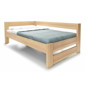 Rohová zvýšená postel jednolůžko ELA - LEVÁ, 140x200 cm, masiv buk