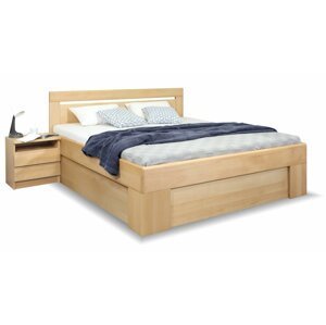 Dřevěná postel s rošty a úložným prostorem Valerian, masiv buk