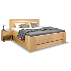 Vysoká dřevěná postel s úložným prostorem MAGNUS, masiv buk