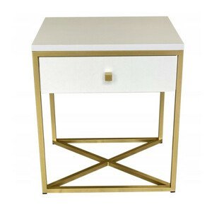 Noční stolek GOLDEN - bílá matná/zlatá