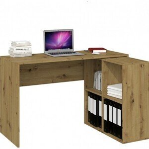 Počítačový stůl s regálem MALAX 2x2 dub artisan