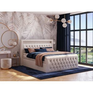 Čalouněná postel CESAR včetně úložného prostoru 180x200 Bílá