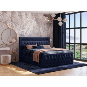 Čalouněná postel CESAR včetně úložného prostoru 180x200 Modrá