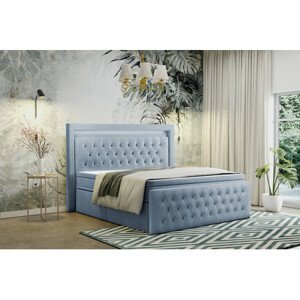 Čalouněná postel CESAR včetně úložného prostoru 180x200 Světle modrá