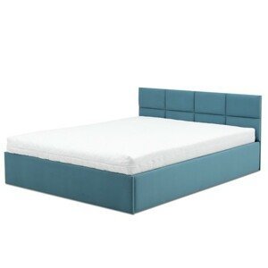 Čalouněná postel MONOS s pěnovou matrací rozměr 160x200 cm Tyrkysová