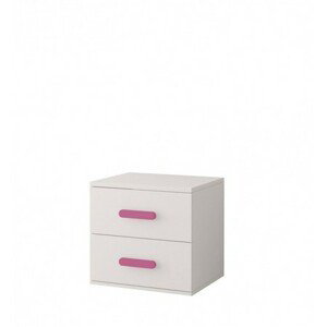 Noční stolek Smyk - bílá/růžová