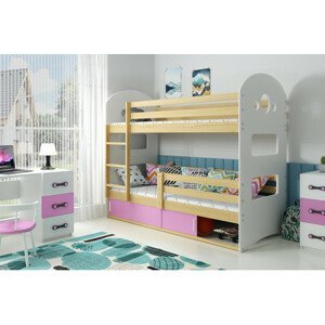 Dětská patrová postel DOMINIK s úložným prostorem 80x160 cm - borovice Ružové