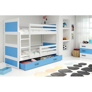 Dětská patrová postel RICO 200x90 cm Modrá Bílá