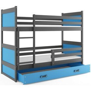 Dětská patrová postel RICO 200x90 cm Modrá Šedá