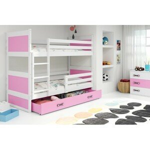Dětská patrová postel RICO 200x90 cm Ružové Bílá