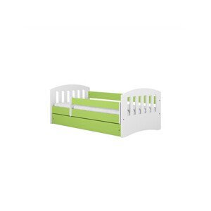 Dětská postel bez úložného prostoru Classic 80x160 cm Bílá + zelená Pěnová matrace