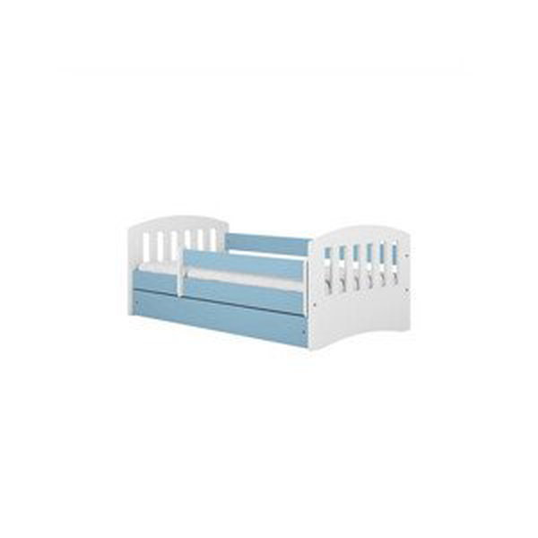 Dětská postel bez úložného prostoru Classic 80x160 cm Bílá + modrá Pěnová matrace