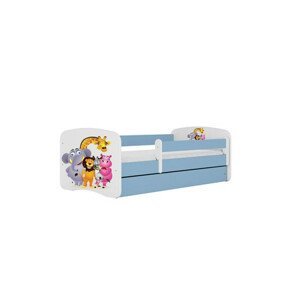 Dětská postel bez úložného prostoru Babydream 70x140 cm - zoo Bílá + modrá Pěnová matrace