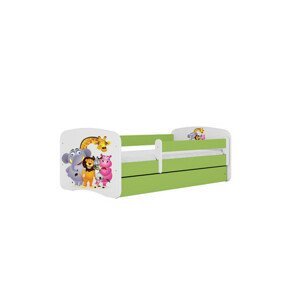 Dětská postel bez úložného prostoru Babydream 80x160 cm - zoo Bílá + zelená Pěnová matrace