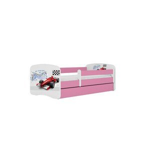 Dětská postel bez úložného prostoru Babydream 80x180 cm - formule Bílá + růžová Pěnová matrace