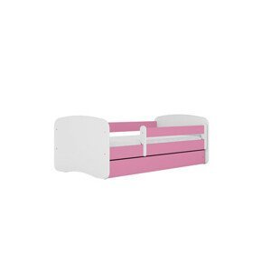 Dětská postel bez úložného prostoru Babydream 80x180 cm Bílá + růžová Pěnová matrace