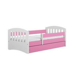 Dětská postel bez úložného prostoru Classic 80x140 cm Pěnová matrace Bílá + růžová