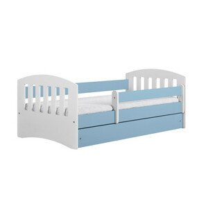Dětská postel bez úložného prostoru Classic 80x140 cm Pěnová matrace Bílá + modrá