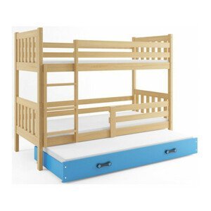 Dětská postel CARINO s výsuvnou postelí 80x190 cm - borovice Modrá