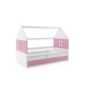 Dětská postel DOMI I s úložným prostorem 80x160 cm - bílá Ružové