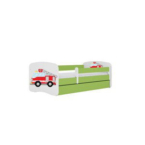 Dětská postel s úložným prostorem Babydream 80x160 cm - auto Bílá + zelená Pěnová matrace