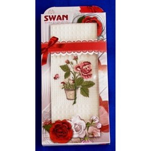 Forbyt, Bavlněná utěrka Darkové balení, Swan Růže, 50 x 70 cm