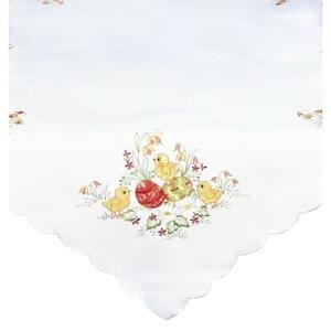 Forbyt, Ubrus velikonoční, Kuřátka, bílý 35 x 160 cm