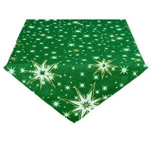 Ubrus Vánoční, Zářivé hvězdy, zelené 40 x 85 cm