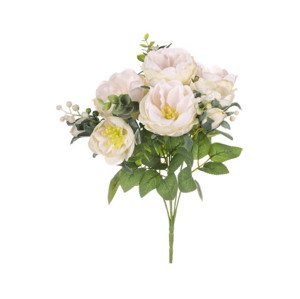 Umělá kytice Čajová růže v pugetu 34 cm, krémová