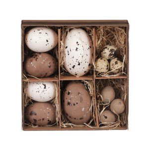 Velikonoční dekorace Pravá vajíčka, 12 ks, bílá/hnědá