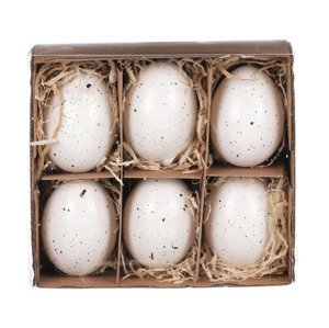 Velikonoční dekorace Pravá vajíčka, 6 ks, bílá kropenatá