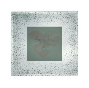 Fotorámeček skleněný 10x10 cm, stříbrný třpytivý