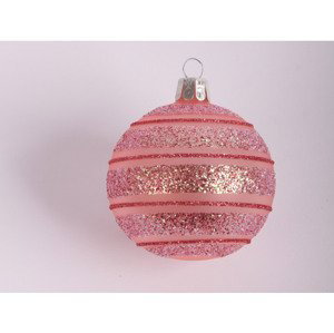 Vánoční ozdoba koule 7 cm, růžová, sklo