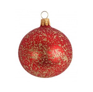 Vánoční ozdoba skleněná koule 6 cm, červená s třpytivými krystalky