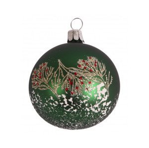 Vánoční ozdoba koule 6 cm, zelená s větvičky