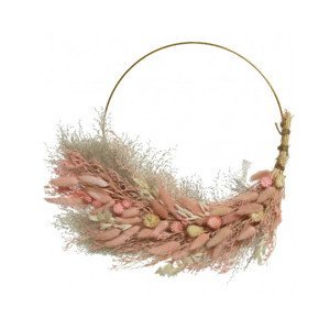 Dekorační věnec Sušené trávy 30 cm, růžový