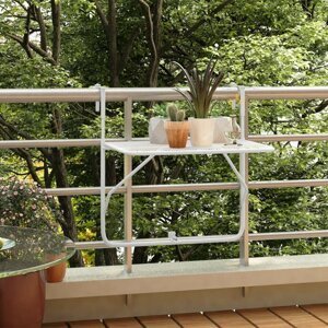 Závěsný balkónový stolek Dekorhome Bílá,Závěsný balkónový stolek Dekorhome Bílá