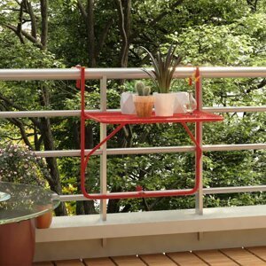 Závěsný balkónový stolek Dekorhome Červená,Závěsný balkónový stolek Dekorhome Červená