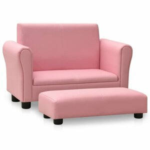 Dětská sedačka s podnožkou umělá kůže Dekorhome Světle růžová,Dětská sedačka s podnožkou umělá kůže Dekorhome Světle růžová