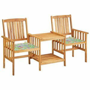 Zahradní židle s čajovým stolkem a poduškami Dekorhome Květy vzor,Zahradní židle s čajovým stolkem a poduškami Dekorhome Květy vzor