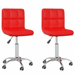 Otočná jídelní židle 2 ks umělá kůže / chrom Dekorhome Červená,Otočná jídelní židle 2 ks umělá kůže / chrom Dekorhome Červená
