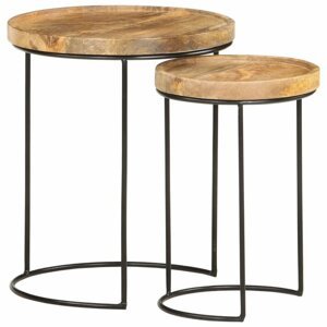 Odkládací stolek 2 ks dřevo / kov Dekorhome Mangovníkové dřevo,Odkládací stolek 2 ks dřevo / kov Dekorhome Mangovníkové dřevo