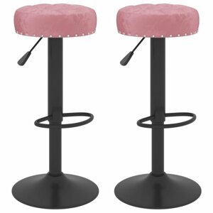 Barové stoličky 2 ks samet / kov Dekorhome Růžová,Barové stoličky 2 ks samet / kov Dekorhome Růžová