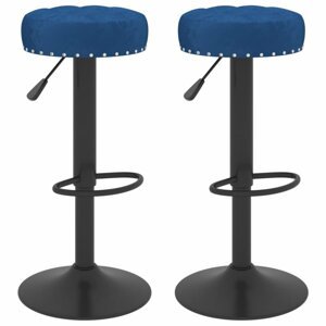 Barové stoličky 2 ks samet / kov Dekorhome Modrá,Barové stoličky 2 ks samet / kov Dekorhome Modrá