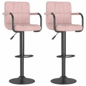 Barová židle 2 ks samet / kov Dekorhome Růžová,Barová židle 2 ks samet / kov Dekorhome Růžová