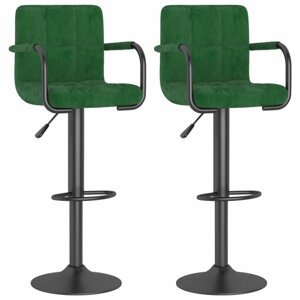 Barová židle 2 ks samet / kov Dekorhome Tmavě zelená,Barová židle 2 ks samet / kov Dekorhome Tmavě zelená