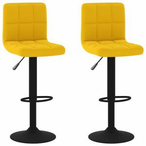 Barová židle 2 ks samet / kov Dekorhome Žlutá,Barová židle 2 ks samet / kov Dekorhome Žlutá