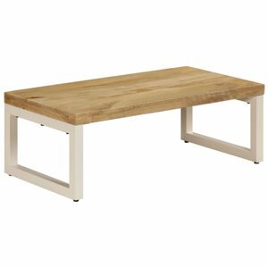 Konferenční stolek masivní dřevo / kov Dekorhome Mangovník / bílá,Konferenční stolek masivní dřevo / kov Dekorhome Mangovník / bílá