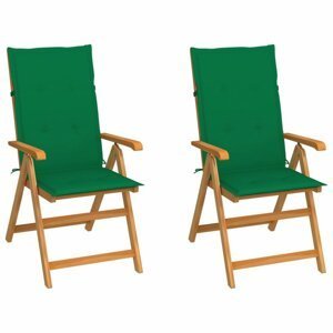 Zahradní židle 2 ks teak / látka Dekorhome Tmavě zelená,Zahradní židle 2 ks teak / látka Dekorhome Tmavě zelená